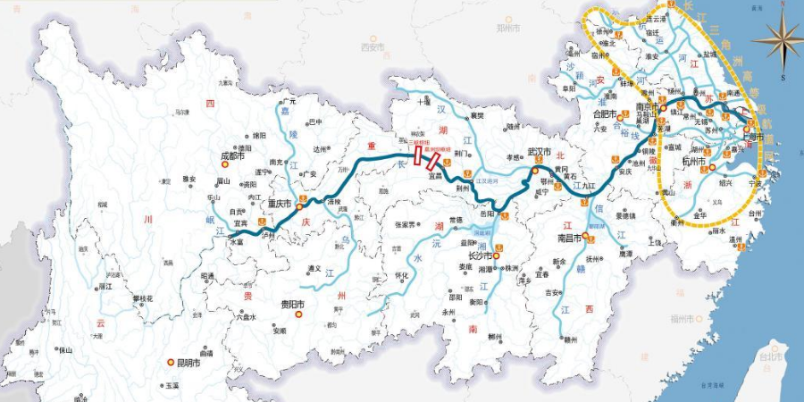 重庆果园港经长江黄金水道收支货物量增添强劲