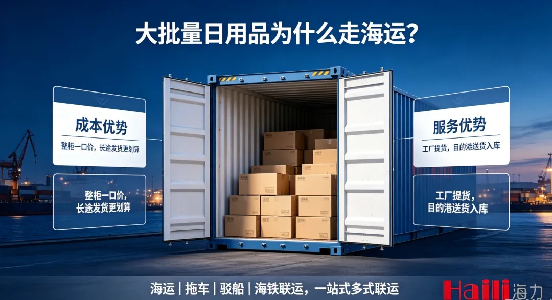 大批量日用品跨区域发货，，为什么越来越多企业优先选择海运？？？